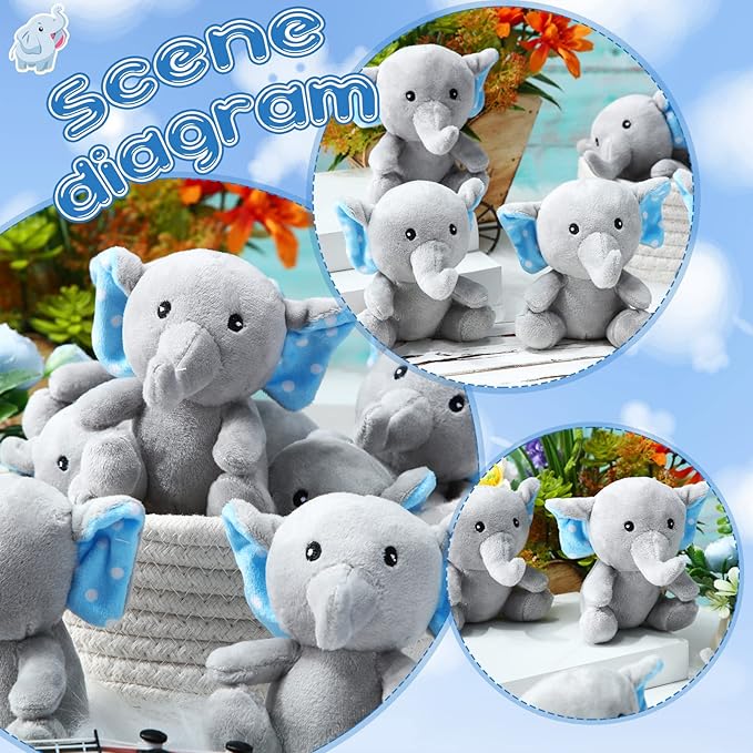HyDren 8 Pcs Plush Mini Elephant Stuffed Animal Toys 4