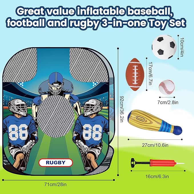 imagifun Throwing Target Toy, Soft Baseball 3-in-1 Volleyball 3-in-1 Toss