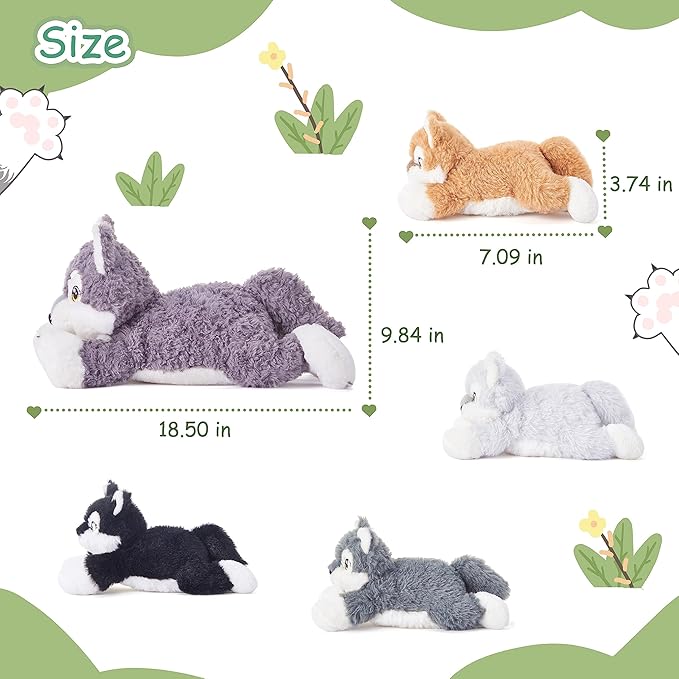 IKASA Mommy Wolf Stuffed Animal Mom and Baby Plush Toy, Cute 18" Soft Small Fluffly Mama Family Set Toy with Little Mini Babies