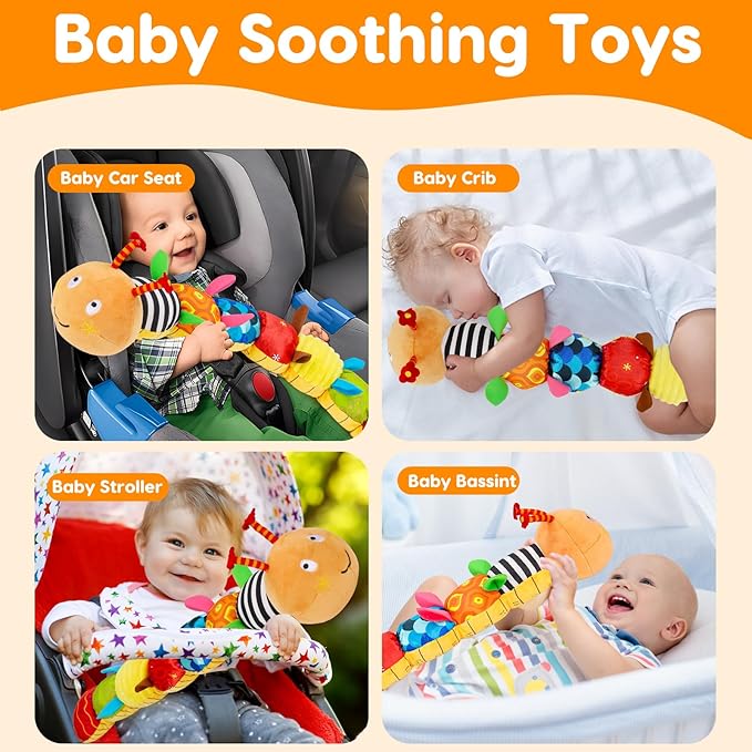 Baby Sensory Caterpillar Toys 0-3 Month Music Animal Stuffed Plush 0-3-6-12 Month 9-12 Month