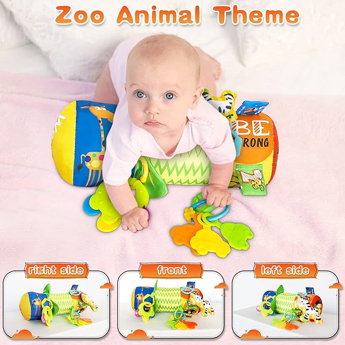 HISTOYE Baby Tummy Time Pillow Toy with Detachable Rattles Crawling 3-6 Months 6-12 Months 0 3 6 9 12 Months