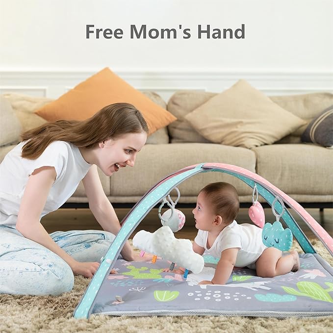 LADIDA Baby Play Gym, 3 Stage Activity Mat with Ball Pit Dome and STEM-Based Toys for Sensory and Motor Skill Development 10 Colorful