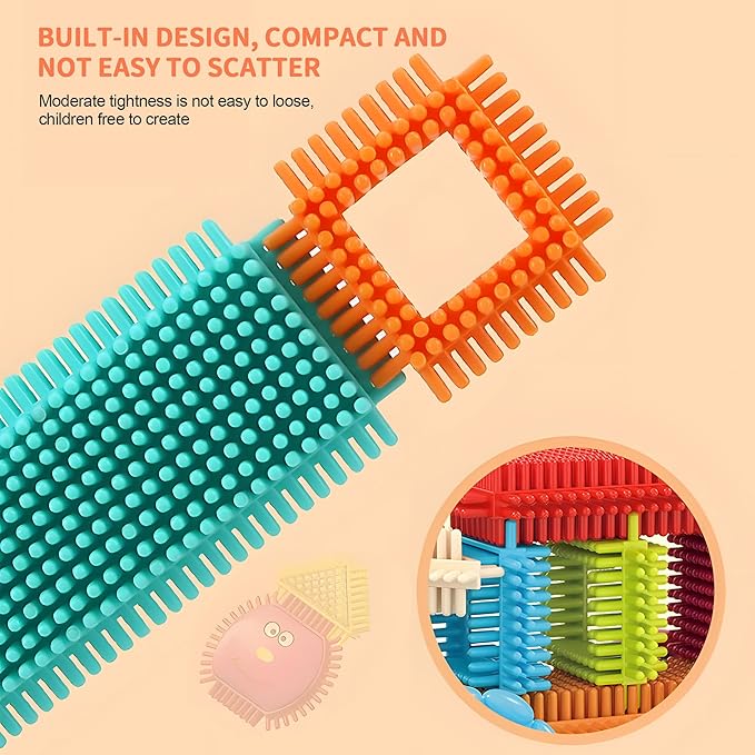 Bristle Blocks, STEM Interlocking Building Toys for Kids Ages 4-8 108 PCS 3D Building