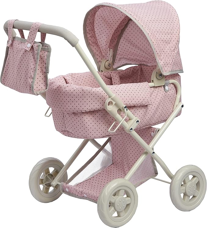 Olivia's Little World Buggy-Style Baby Doll Stroller with Retractable Canopy, Storage Underneath