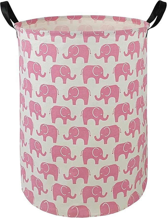Round Pink Color Laundry Hamper Storage Basket Organizer Hamper Storage