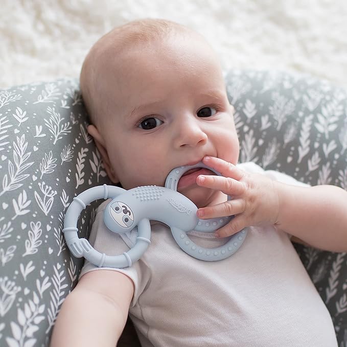 Dr. Brown's Flexees Blue Sloth, Soft 100% Silicone Baby Teether 3m+