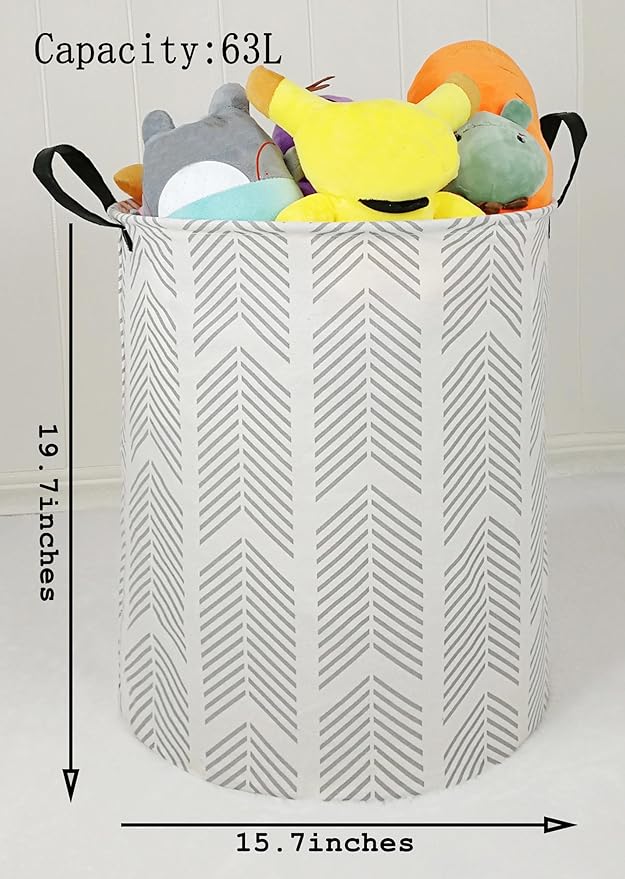 Round Gray Laundry Hamper Storage Basket Organizer Hamper Storage Bins