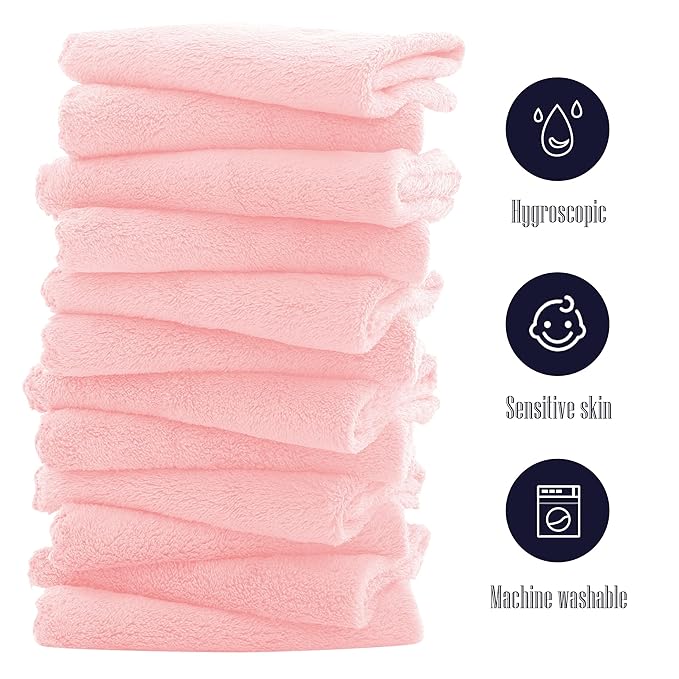 32 Pack Baby Washcloths - Luxury Coral Fleece 10x10 Inch
