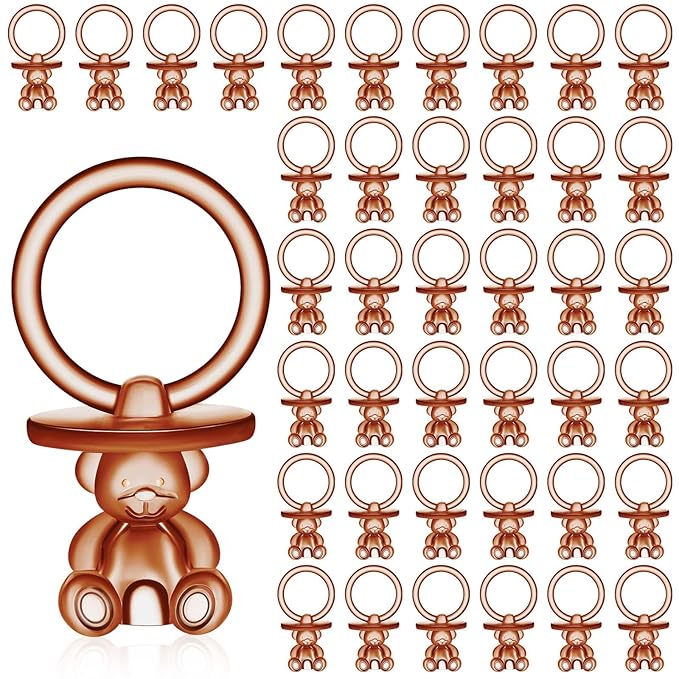 50 Pcs Acrylic Pacifier, Brown Bear Acrylic Pacifiers for Baby