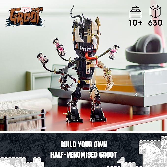 LEGO Marvel Venomized Groot 76249 Transformable Marvel Toy for Play and Display, Buildable Marvel Action Figure for Fans of the Guardians of the Galaxy Movie 10 Year