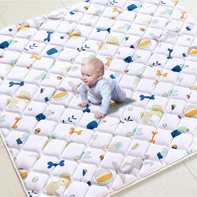 Premium Foam Baby Play Mat 79" X 55", Extra Large Soft Thicker Activity Playmats for Babies