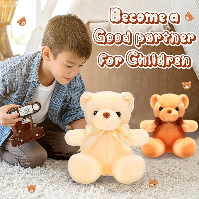 HyDren 6 Pcs Bears Bulk Stuffed Animal Small Bears Baby Shower Bears Plush Toys Employee Appreciation Easter Graduation Gifts(Dark Brown, Brown