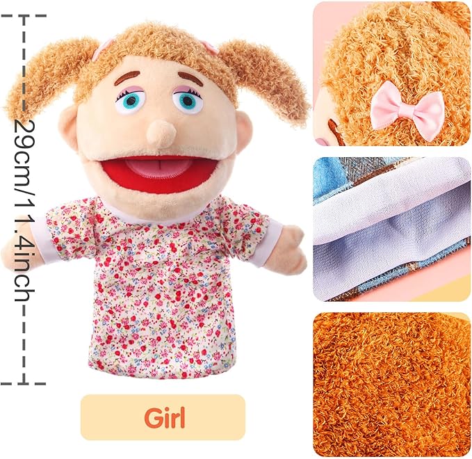1 Pcs Family Hand Puppets 13 Inch Grandparents, Mom & Dad