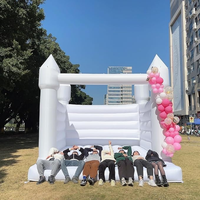 Large White Bounce House 13x13 FT Oxford Material with UL (13' L 13' W 12' H)