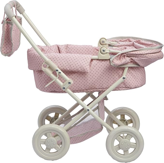 Olivia's Little World Buggy-Style Baby Doll Stroller with Retractable Canopy, Storage Underneath