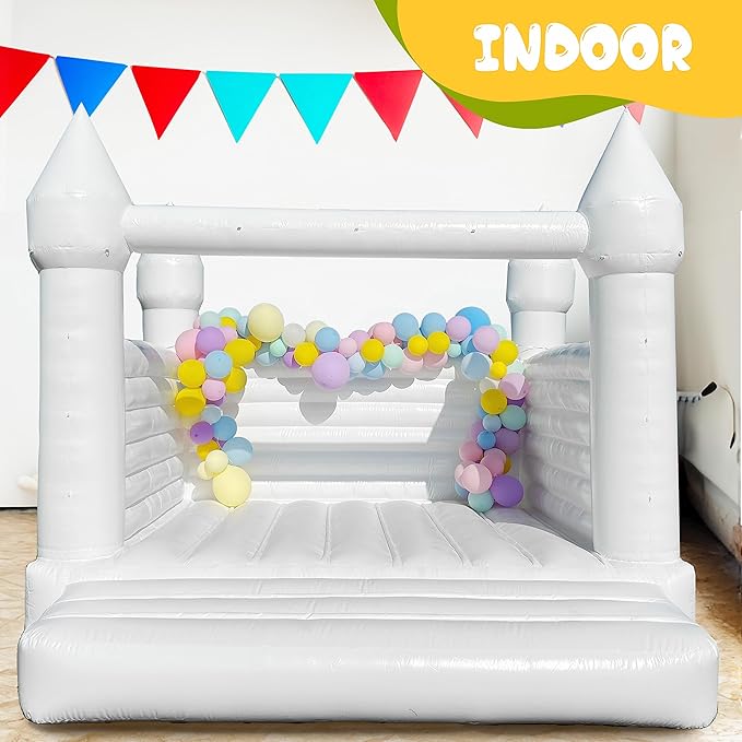 OZIS White Bounce House Castle for Kids, 13x12x10FT PVC Inflatable White Bounce House with Blower