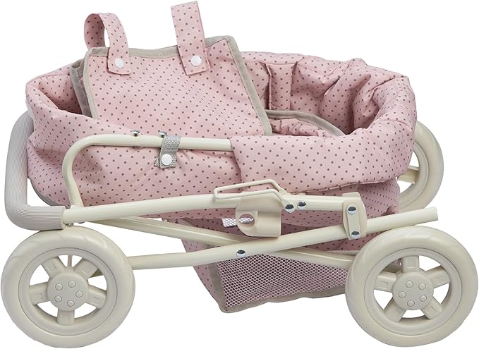 Olivia's Little World Buggy-Style Baby Doll Stroller with Retractable Canopy, Storage Underneath