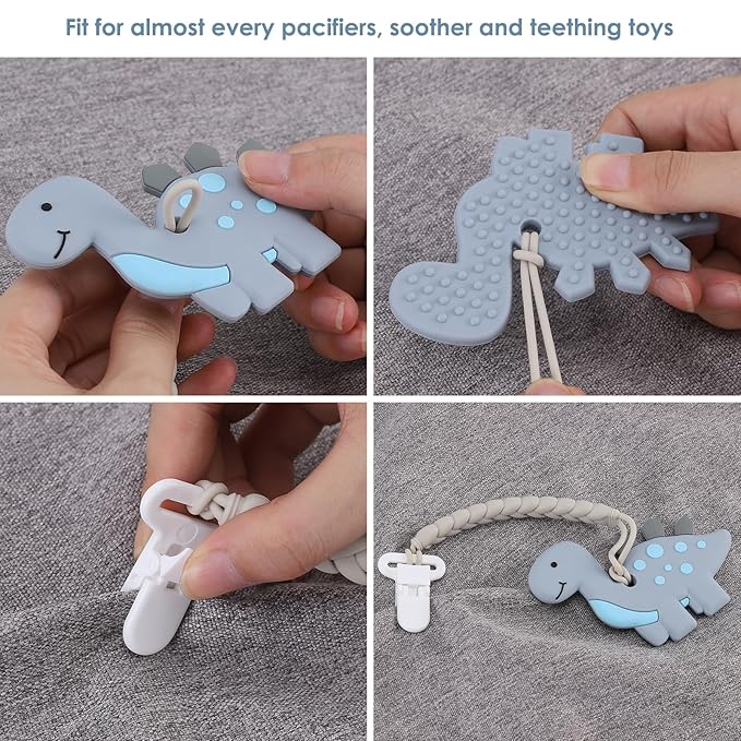4-Pack Silicone Pacifier Clips with a Woven Rope Shape