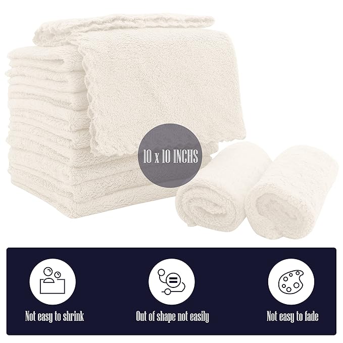 16 Pack Baby Washcloths - Luxury Coral Fleece 10x10 Inch