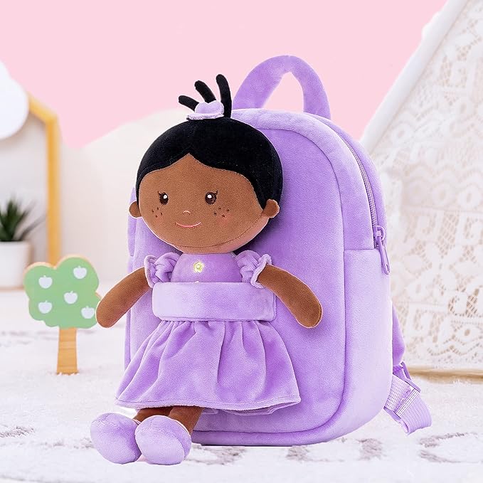 Onetoo Toddler Backpack Kids Backpacks with Soft Tanned Baby Dolls 9"
