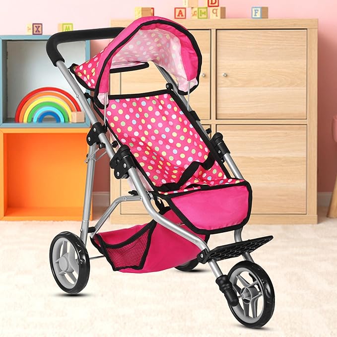 Fash N Kolor - Baby Doll Stroller with Adjustable Canopy & Toy Storage Basket