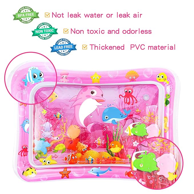 Tummy Time Water Mat for Girl, Water Play Mat for Babies Inflatable Tummy Time Water Play Mat for Infants and Toddlers 3 to 12 Months Promote Development Toys Cute Baby