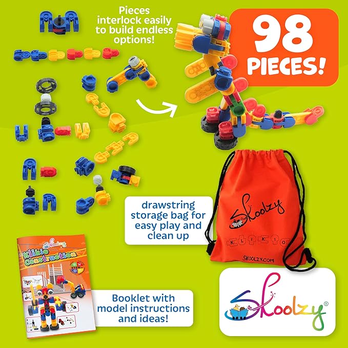 Skoolzy Klikio 8 in 1 Construction Building Engineering Toys 98 7+, Includes