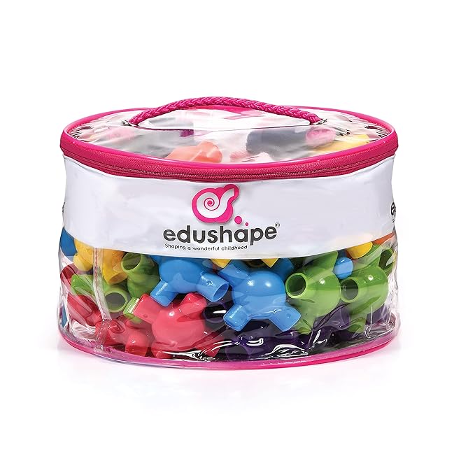 Edushape Sensory Kiddy Connects Baby Toy, 72 PC - Colorful & Textured Color Sensory Connects 12 Months