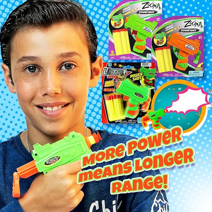 JA-RU Mini Foam Dart Gun (2 Toy Gun Pistol) w/ 5 Refill Soft Bullet Foam Darts for Kids. Fidget Gun Toy, Bulk Party Favors for Boys 5483-2s