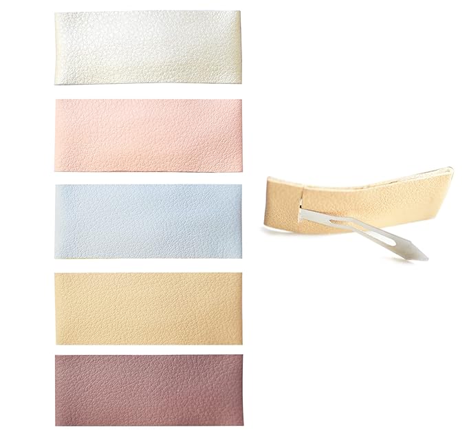 California Tot Rectangle Faux Leather Hair Snap (Cottontail Set of 5) One