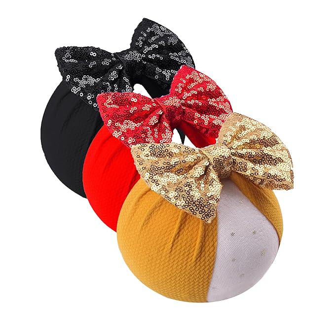 Glitter Bows for Baby Girls Headband, Newborn Bows Headbands Baby Accessories.(FD117) (Gold
