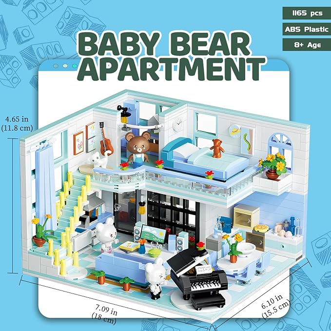Friends House Building Block Set, Bear Room Small Brick Model 8+ 1165