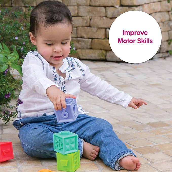 Edushape Mix & Match Textured Blocks - Set of 10 Stacking Blocks