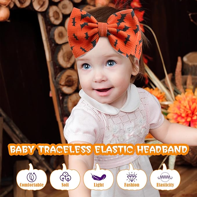 3pcs Halloween Headbands for Baby Girls, Trick or Treat Elastic