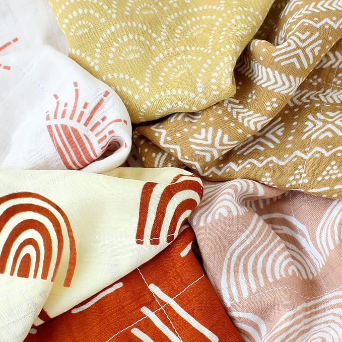 LifeTree Baby Muslin Washcloths, Soft 6 Pack Baby Wash Cloths Unisex for Boys Girls 70% Viscose 30% Cotton 10.2x10.2 inches