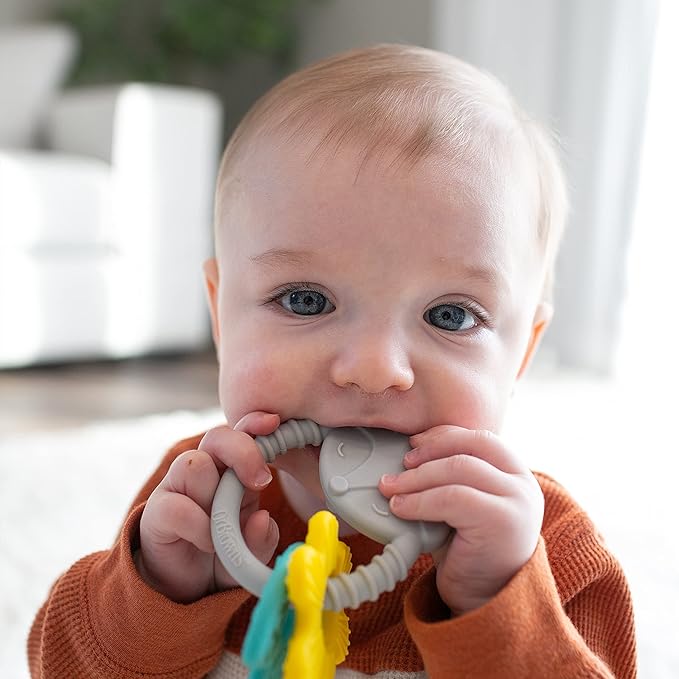 Dr. Brown's Learning Loop Fox, Baby Teether Ring with Multiple Shapes & Textures 100% Silicone, 3m+