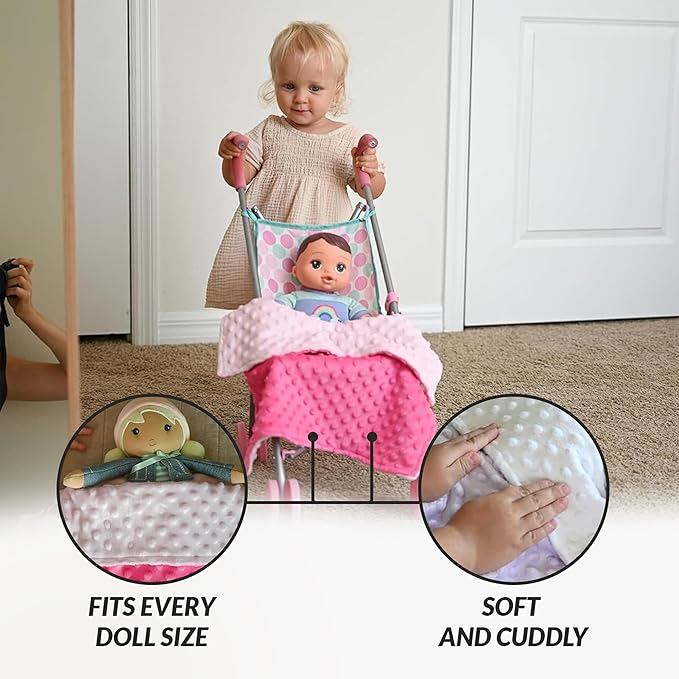 Baby Doll Blanket Set for 18 Inch, 15 Inch 12 Inch 2 Miniature, 17" Baby
