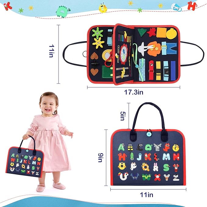 Busy Board for Toddlers,Montessori Toys Developing Sensory Activity Book Preschool 1 2 3 4