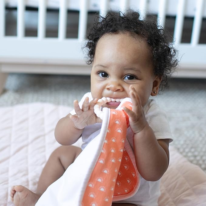 Dr. Brown's Lovey Blanket with Beaded Teether Ring and HappyPaci 100% Silicone One-Piece Pacifier, Soothing Security Blanket Set for Baby 0m+