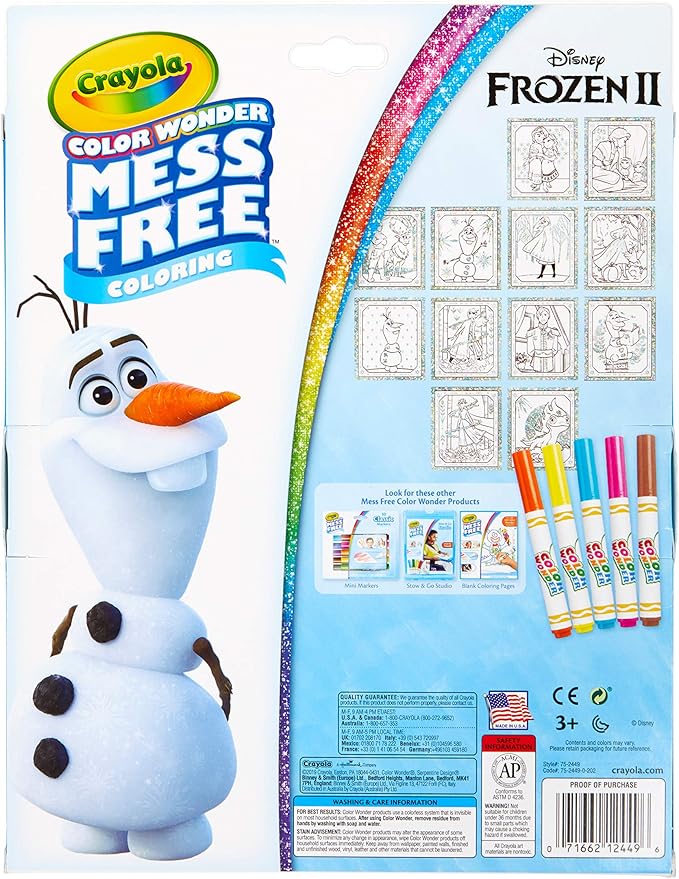 Crayola Frozen 2 Glitter Effects Color Wonder Set, Mess Free Coloring, Gift for Kids, 3, 4, 5, 6