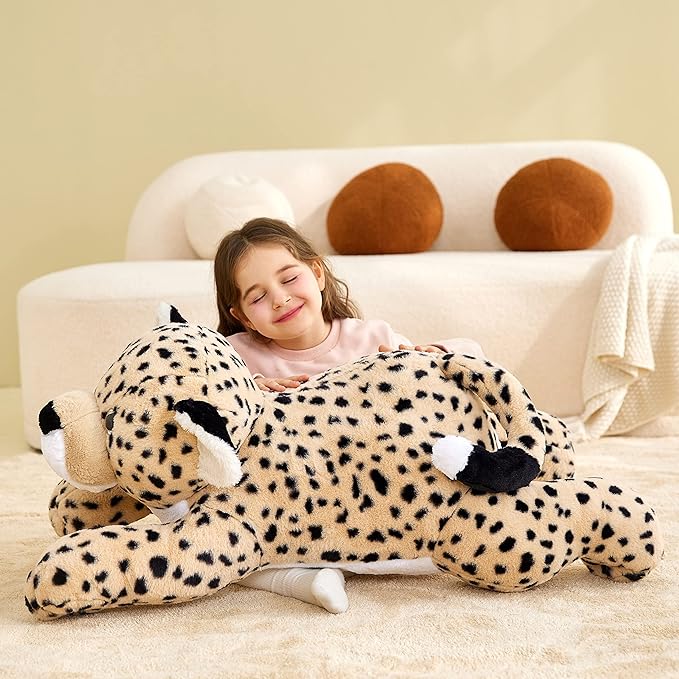 IKASA Giant Cheetah Stuffed Animal Plush Toy,Large Leopard Cute Jumbo Soft Toys 30 inches)