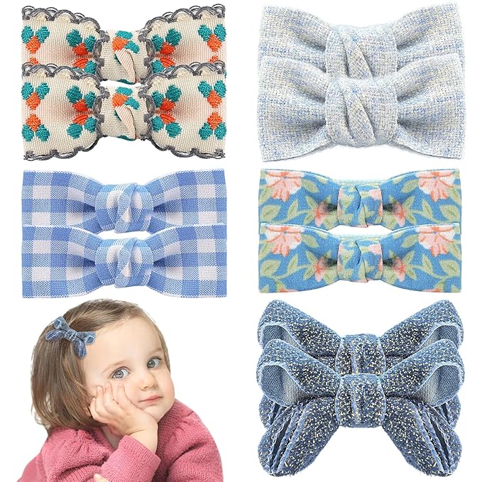 Baby Hair Clips,10Pcs 2" Fully Lined Hair Bow Clips for Babies