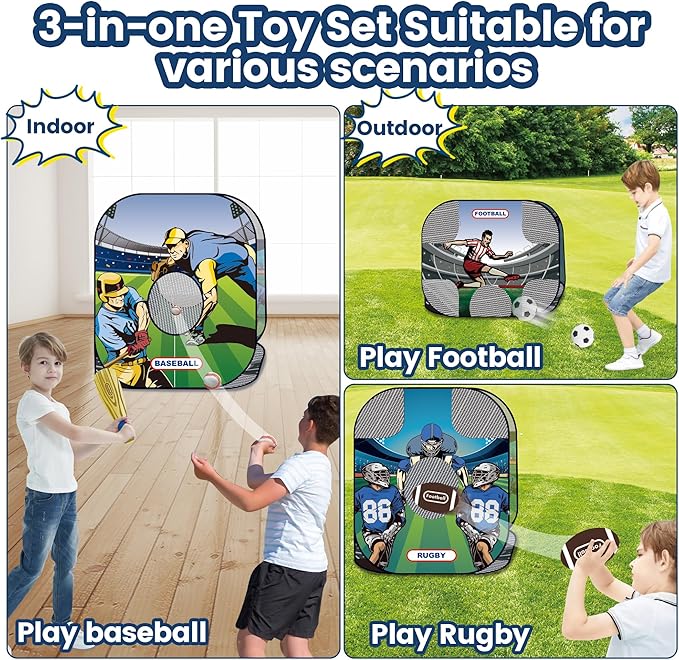 imagifun Throwing Target Toy, Soft Baseball 3-in-1 Volleyball 3-in-1 Toss