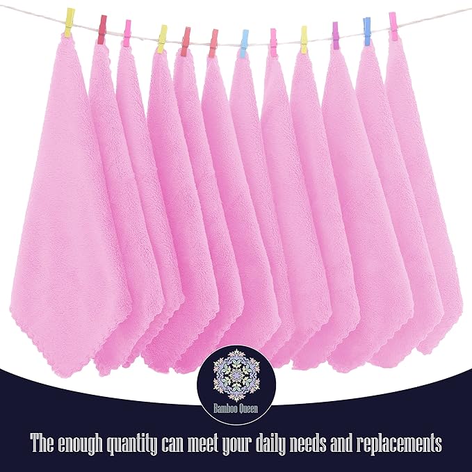 16 Pack Baby Washcloths - Luxury Coral Fleece Berry,10x10 Inch