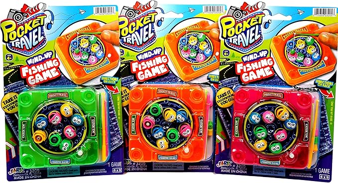 JA-RU Pocket Travel Magnetic Fishing Game (6 Toys) Classic Rotating 3205-6p