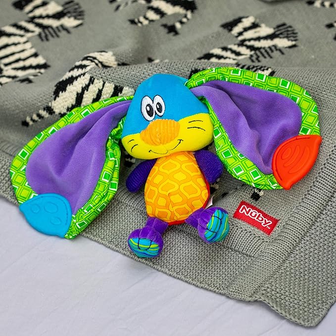 Nuby Teether Tugz Plush Silicone Teething Toy - Baby Teething Toy 3+ Months