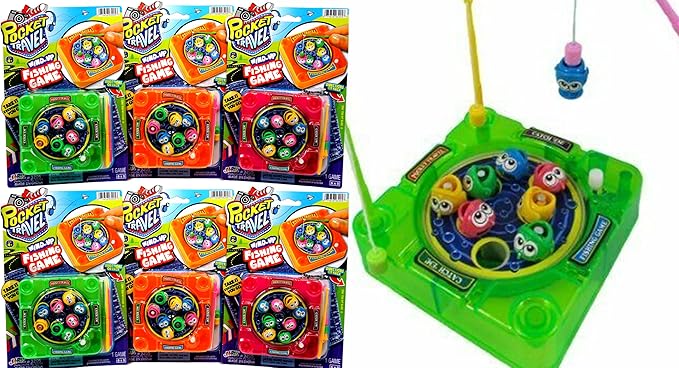 JA-RU Pocket Travel Magnetic Fishing Game (6 Toys) Classic Rotating 3205-6p