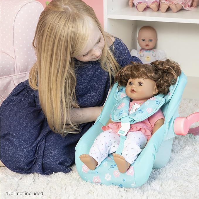 Adora Baby Doll Car Seat with with Removable Seat Cover - Machine Washable, Fits Most Dolls & Plush Animals Up to 20” 2+ -