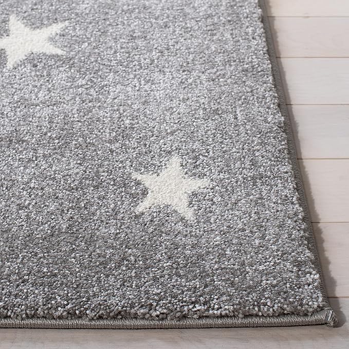 SAFAVIEH Carousel Kids Collection 5'3" Square Grey/Ivory CRK195F Koala Hug Non-Shedding Nursery Playroom Area Rug