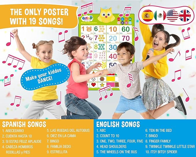 Bilingual Toddler Interactive Toys - English & Spanish ABC Learning for Toddlers. Numbers for Toddlers, Colors 3 Year